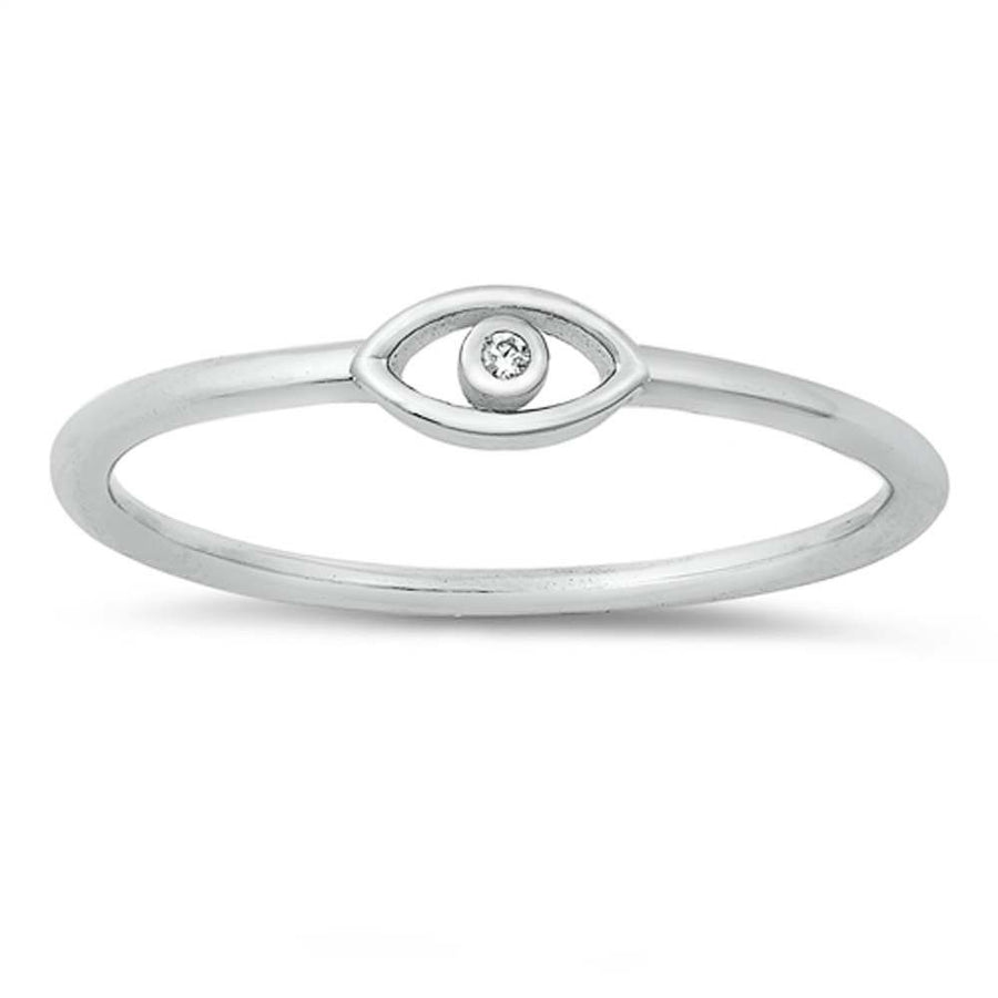 Thin CZ Evil Eye Ring