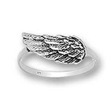 Oxidized Angel Wing Ring