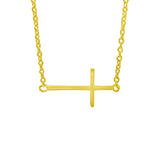 Gold Medium Sideways Cross Necklace
