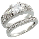 Princess CZ Wedding Ring  Set