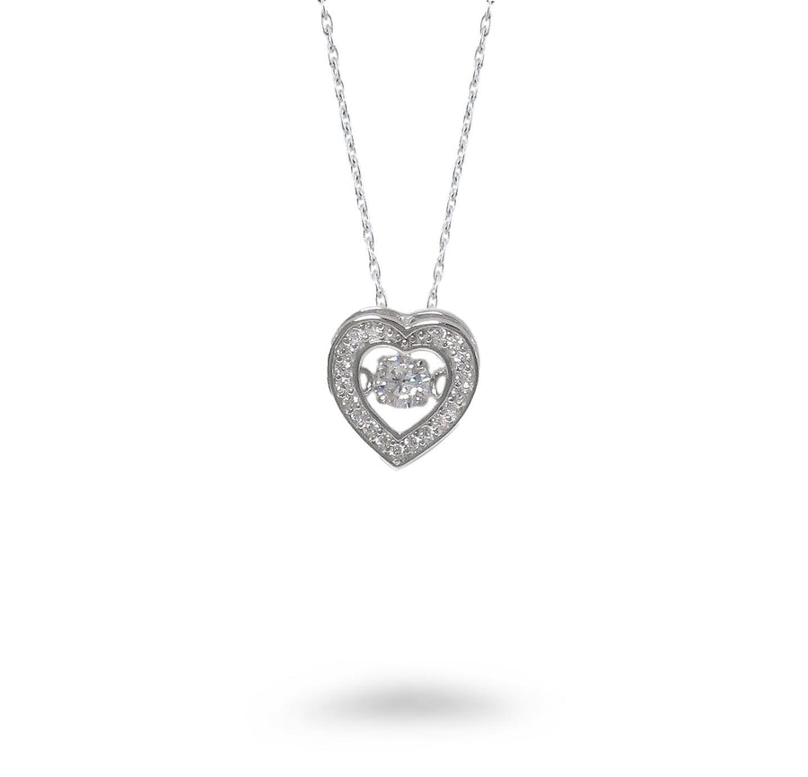 CZ Heart Dancing Stone Necklace