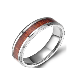 Tungsten with Wood Inlay Ring 6mm