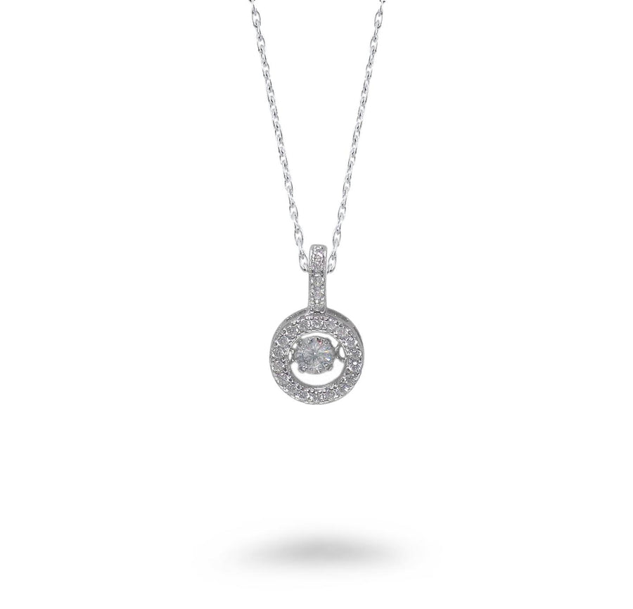 CZ Circle Dancing Stone Necklace