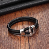 Genuine Leather Bracelet with Anchor Clasp
