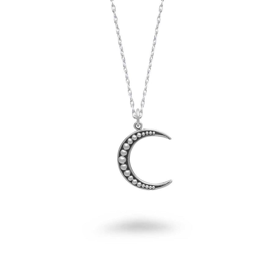 Dot Oxidized Moon Necklace