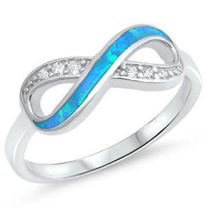 CZ and Opal Infinity Ring