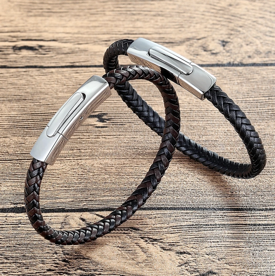 Premium Thin Braided Leather Bracelet