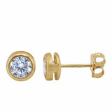 10KT CZ Bezel Stud Earrings