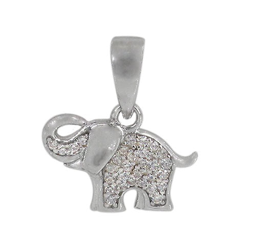 CZ Trunk Up Elephant Necklace