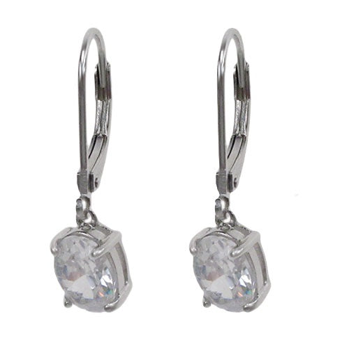 Oval CZ Lever Back Earrings