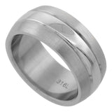 S.S. Polished Center Matte Sides Ring