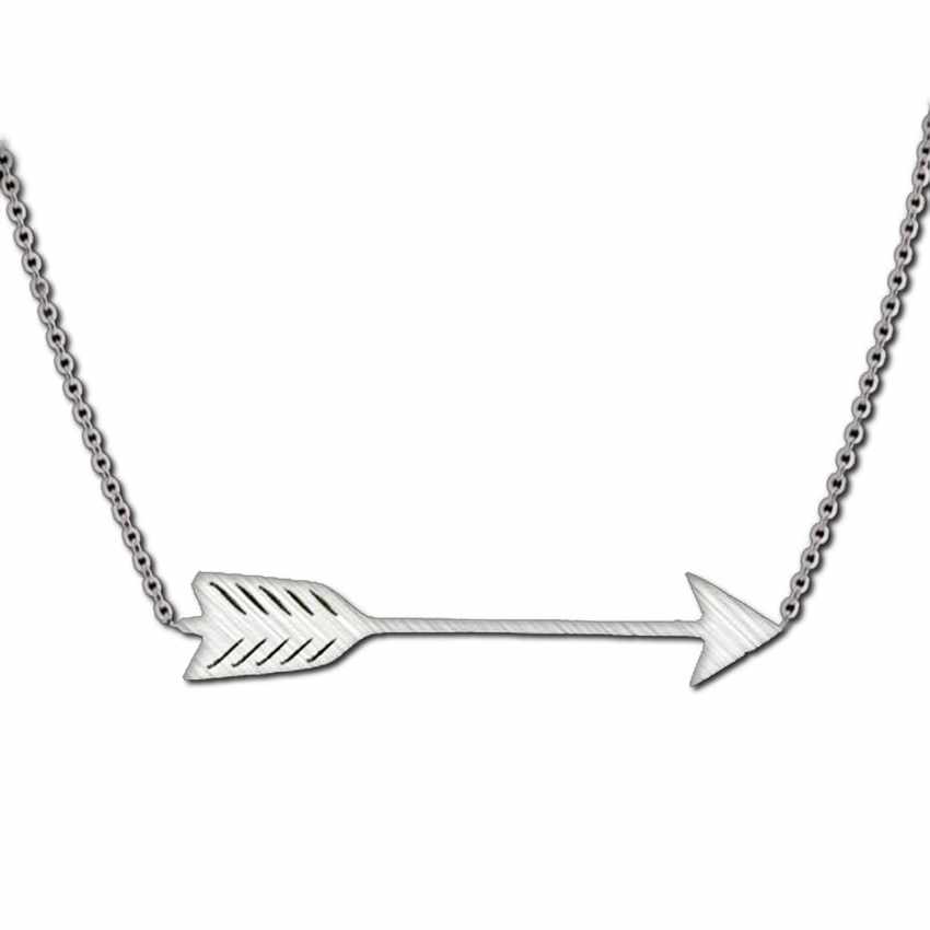 Stainless Steel Arrow Sideways Necklace