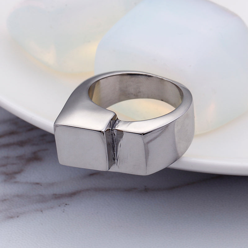 S.S. Abstract Square Signet Ring