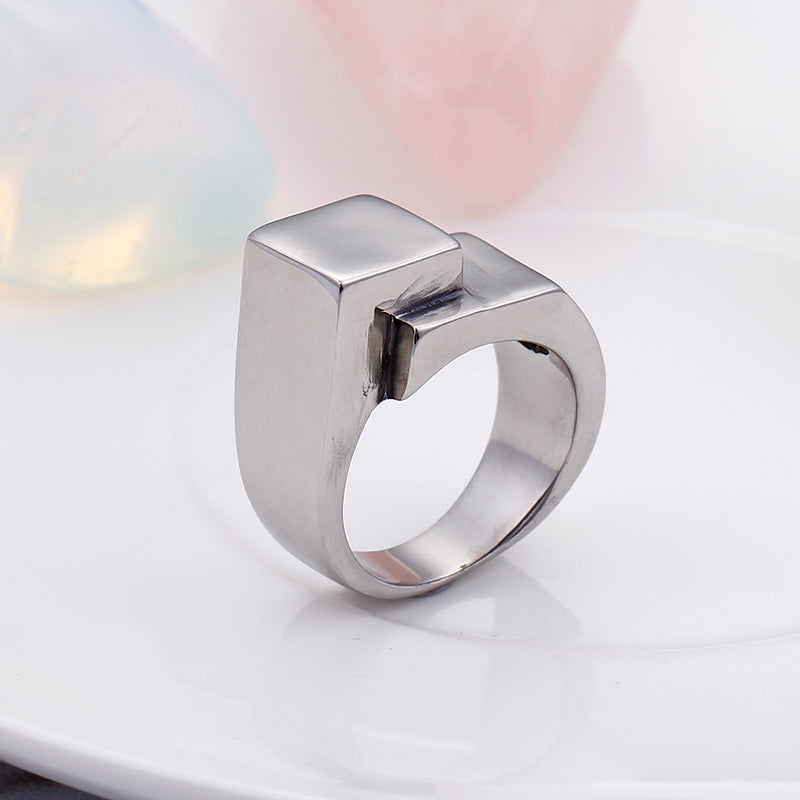 S.S. Abstract Square Signet Ring