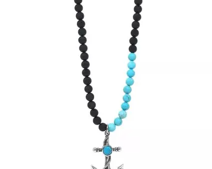 Semi-Precious Beaded Mens Necklace