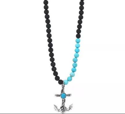 Semi-Precious Beaded Mens Necklace