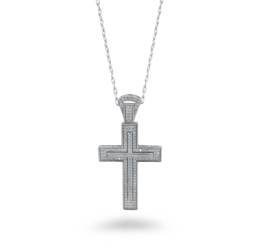 Bling CZ Layered Cross Necklace
