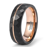 Diamond Design Black and Rose Gold Tungsten Ring