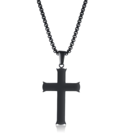 Steel Flared Ends Cross Necklace