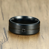Black Stainless Steel CZ Ring