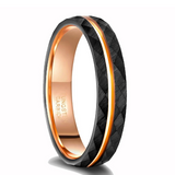 Diamond Design Black and Rose Gold Tungsten Ring