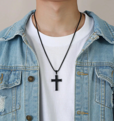 Steel Flared Ends Cross Necklace