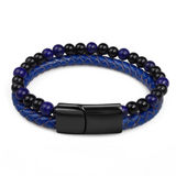 Braid Colour & Bead Leather Bracelet