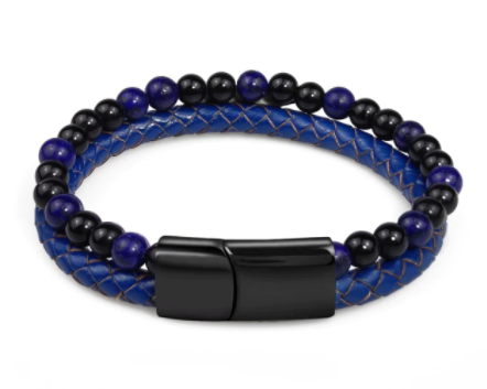 Braid Colour & Bead Leather Bracelet