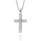 CZ Encrusted Center CZ Cross Necklace