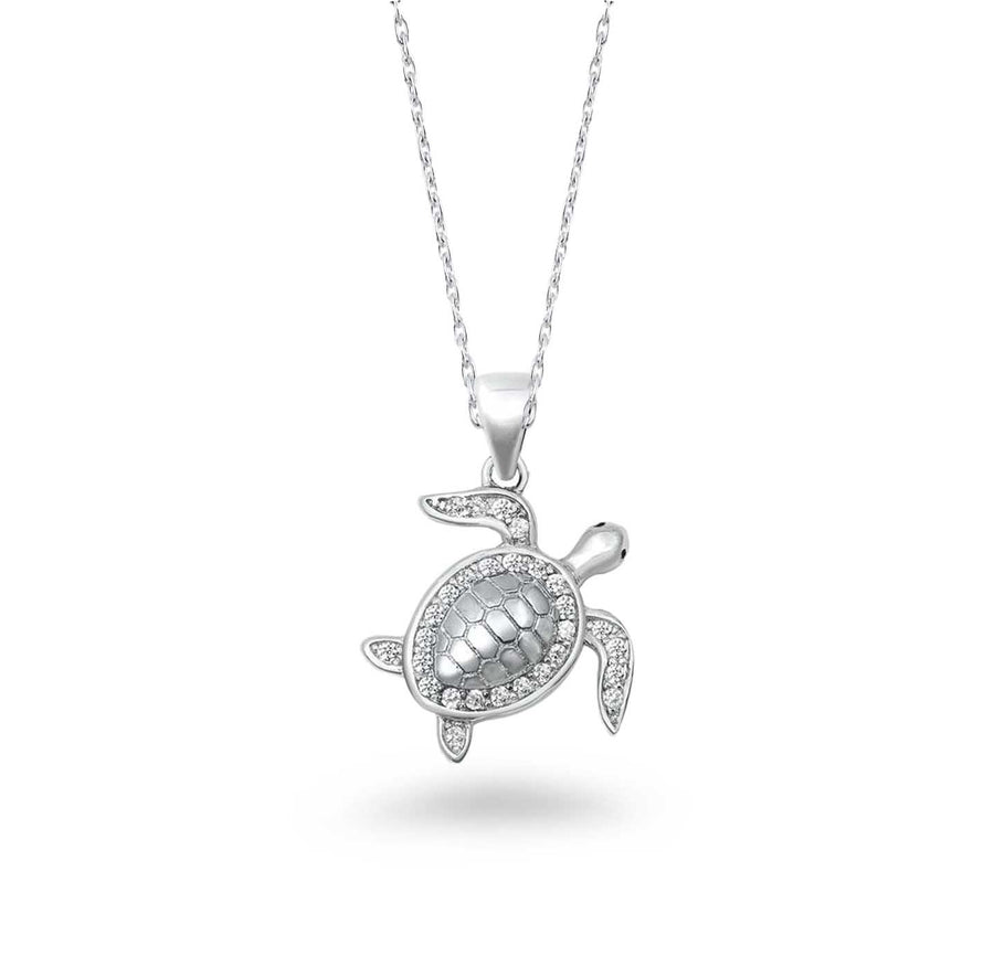 CZ Halo Turtle Shell Necklace