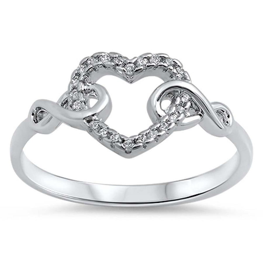 CZ Heart Interlinked Infinity Ring
