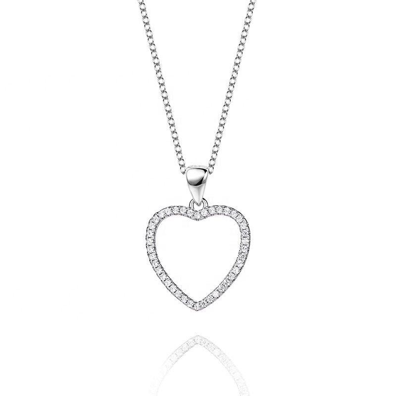 CZ Outline Heart Shape Necklace