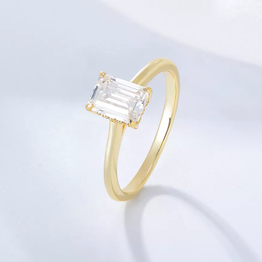 Baguette CZ Solitaire Ring