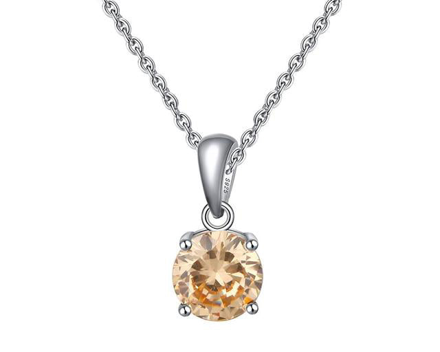 Birthstone CZ Solitaire Necklace