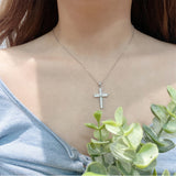 CZ Encrusted Center CZ Cross Necklace
