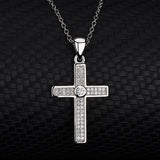 CZ Encrusted Center CZ Cross Necklace