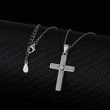 CZ Encrusted Center CZ Cross Necklace