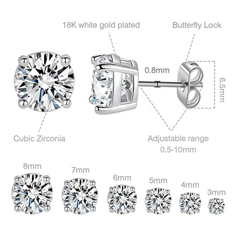 Premium Round CZ Stud Earrings