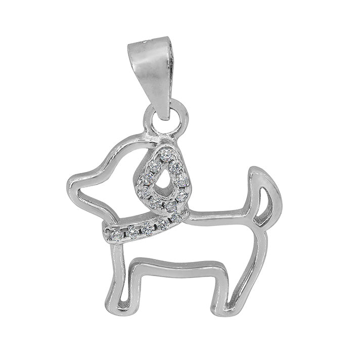 Small CZ Dog Outlined Necklace