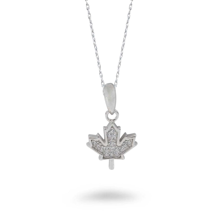 CZ Canadian Maple Leaf Necklace