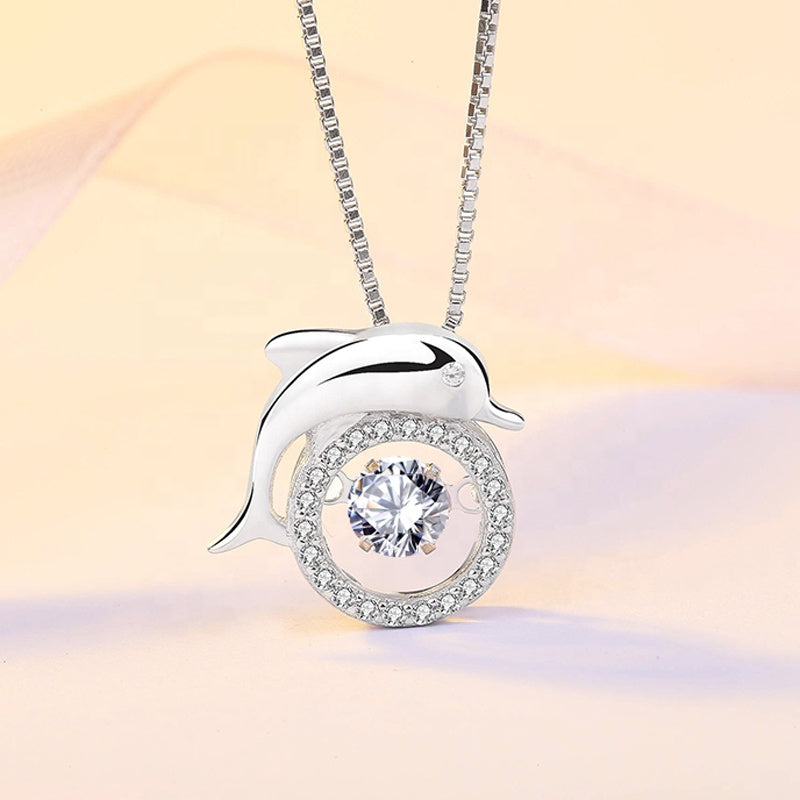 Dancing CZ Dolphin Necklace
