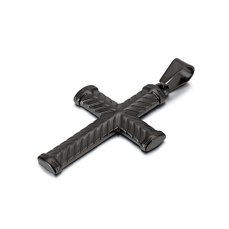 S.S. Diamond Cut Cross Necklace