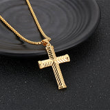 S.S. Diamond Cut Cross Necklace