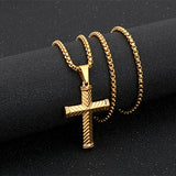 S.S. Diamond Cut Cross Necklace
