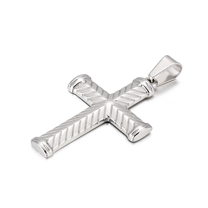 S.S. Diamond Cut Cross Necklace