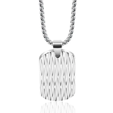 Divot Textured Steel Dog Tag Necklace