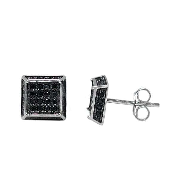 Square 8mm Micropave CZ Stud Earrings