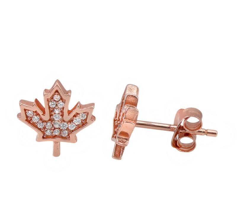 CZ Canada Maple Leaf Earrings
