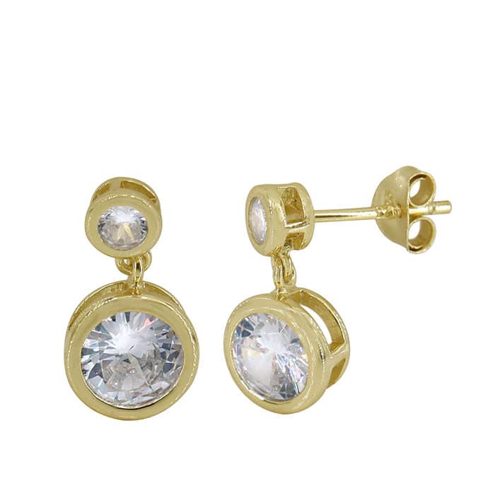 Double Bezel CZ Stud Earrings