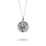 Elephant Etched on Circle Necklace